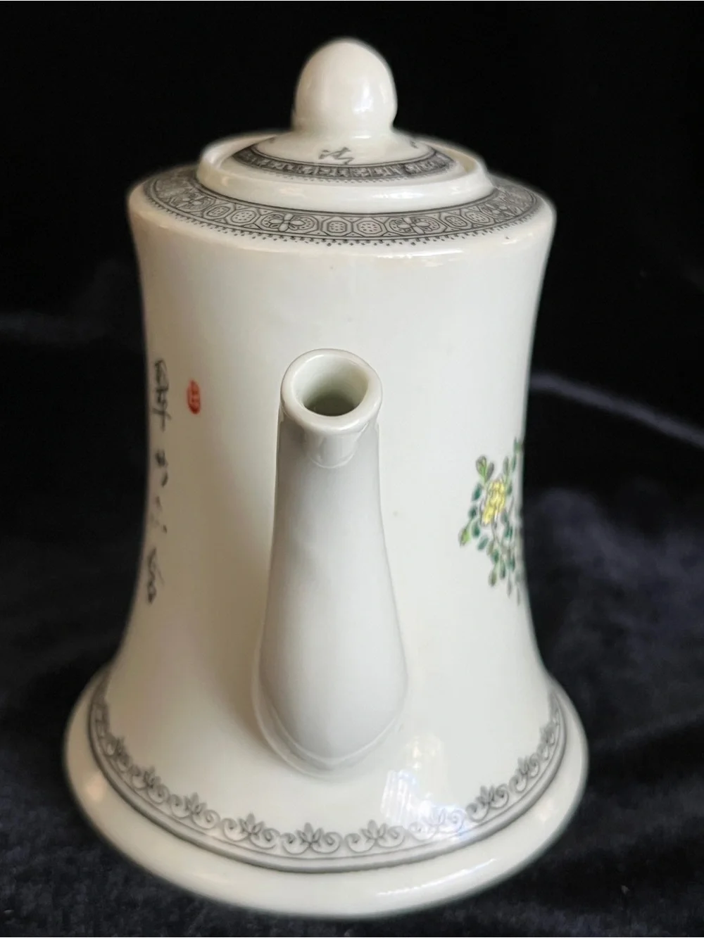 Beautiful Chinese Famille Rose Quail and Floral Teapot